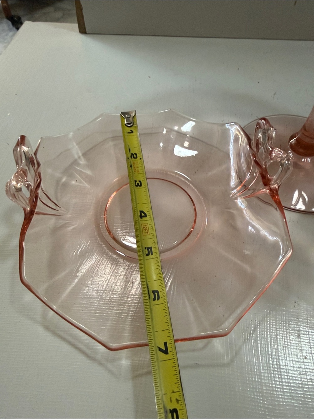 Elegant 1928 Depression Fostoria Fairfax Pink Glass Compote and Matching Dish - Picture 6 of 9